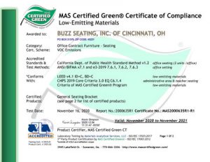MAS Certified Green Certificate Of Complinace
